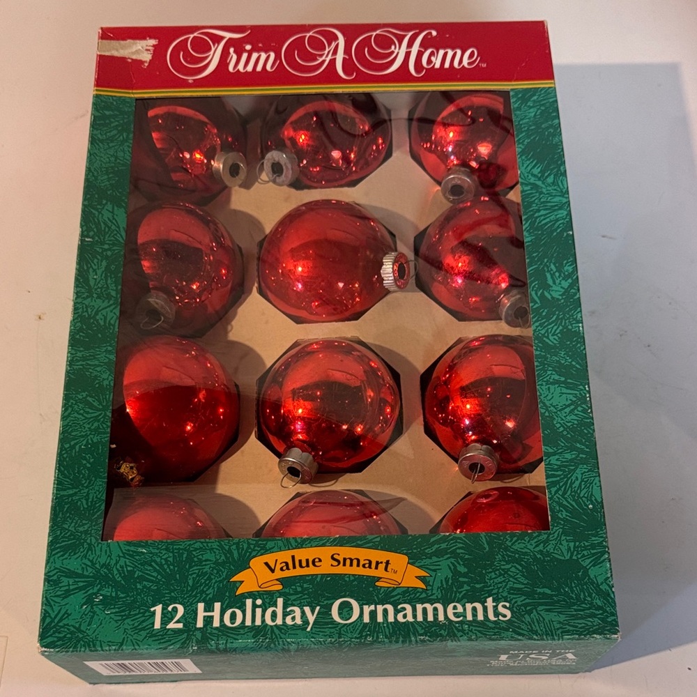 Vintage mercury glass Red Holiday Ornaments